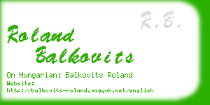 roland balkovits business card